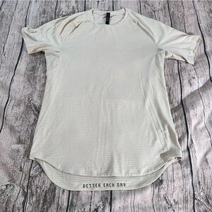 Lululemon Striped Cream Athletic Top, Tight Fit, Size Medium